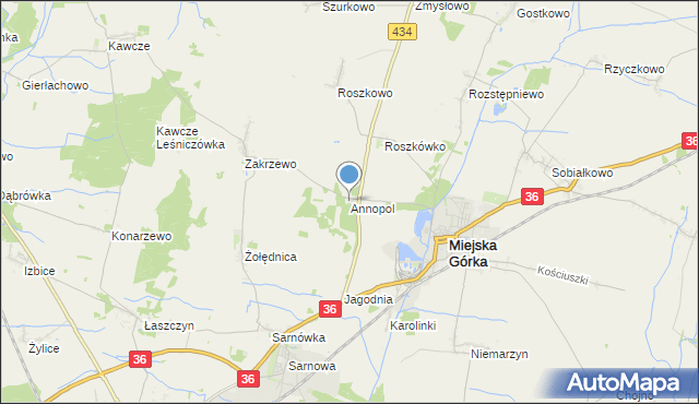 mapa Annopol, Annopol gmina Miejska Górka na mapie Targeo